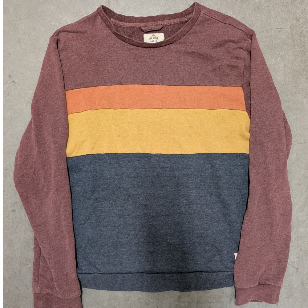 Marine Layer Pullover Sweatshirt Small Colorblock Retro Crew Neck Casual Style